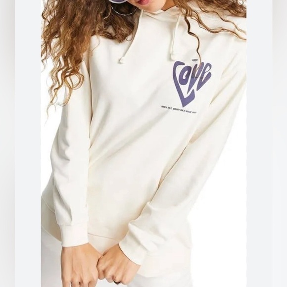 NWT Top Shop women’s ivory and blue oversized Love hoodie size small (4-6) - Picture 4 of 10